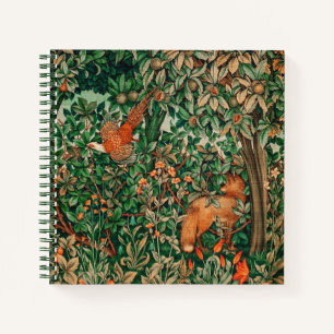 Carnet GREENERY, FOREST ANIMALS Pheasant, Fox, Green Flor