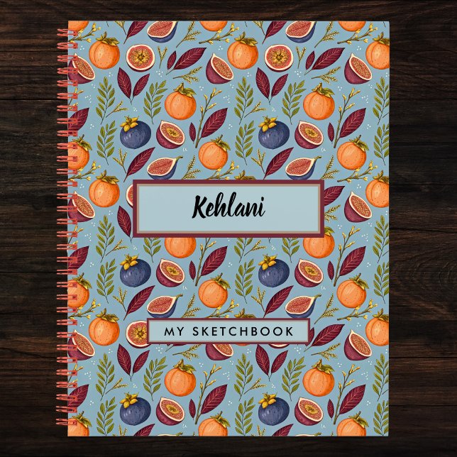 Carnet Grenade Orange Fern Purple Dusty Blue Croquis (Créateur téléchargé)