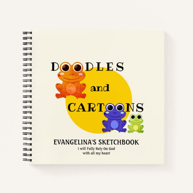 Carnet Grenouille colorée Doodles personnalisés Sketchboo (Devant)