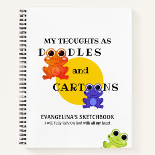 Carnet Grenouille colorée Doodles personnalisés Sketchboo