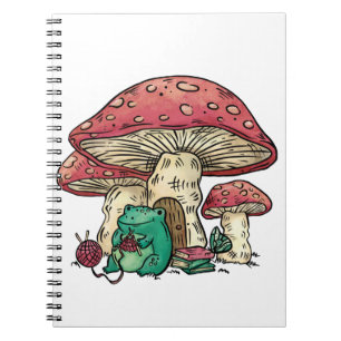 Carnet Grenouille de Cottagecore avec champignon
