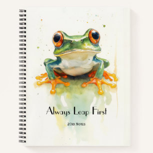 Carnet  Grenouille de l'arbre aquarelle verte mignonne, p