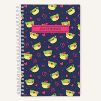 Grenouille mignonne et motif de cœur gribouillé bl