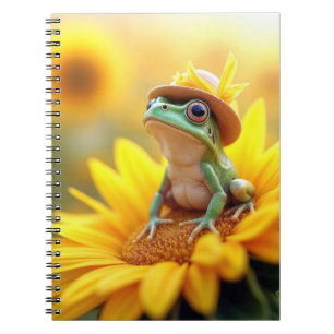 Carnet Grenouille sur un tournesol