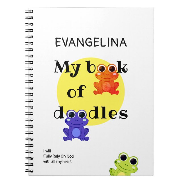 Carnet Grenouilles colorées Doodles personnalisées (Devant)