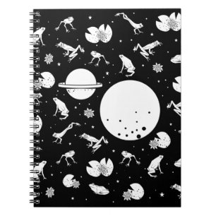 Carnet Grenouilles dans l'espace noir et blanc