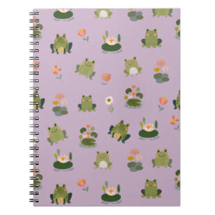 Carnet Grenouilles & nénuphars sur violet rose