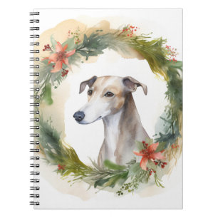 Carnet Greyhound Christmas Wreath Festive Pup