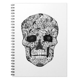 Carnet Griffonnage floral de crâne
