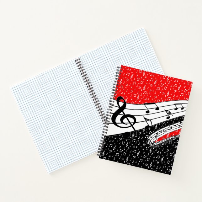 Carnet Grille de thème musical rouge et noir (Intérieur)