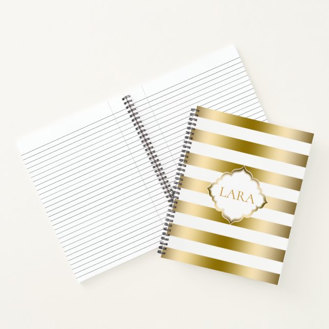 Carnet Grilles Métallurgiques Or Et Blanc (Intérieur)