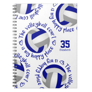 Carnet gris bleu Le terrain de volley est mon endroit heu