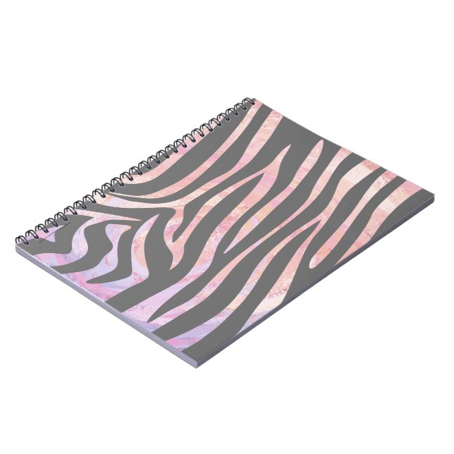 Carnet Gris clair et rose Zebra (Côté gauche)