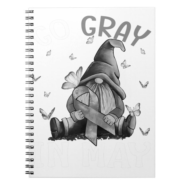Carnet Gris en mai Cerveau Cancer Sensibilisation Gris (Devant)