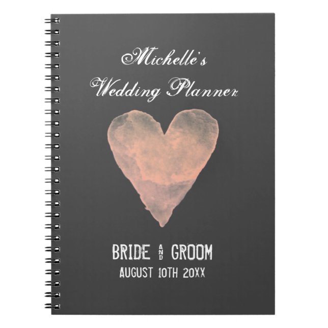 Carnet gris et rose d'organisateur de wedding (Devant)