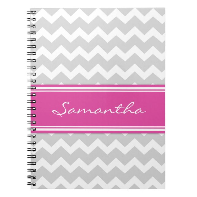 Carnet gris rose nommé fait sur commande de (Devant)