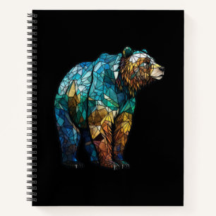 Carnet Grizzli Ours Portrait animal Forêt de verre tendu