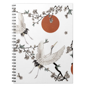 Carnet Grue japonaise traditionnelle à fleurs de prune