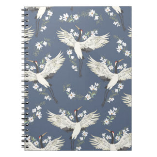 Carnet grue, motif, illustration vintage oiseau volant f