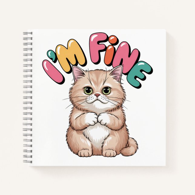 Carnet Grumpy Cat "I'm Fine" Funny Cartoon Shirt (Devant)
