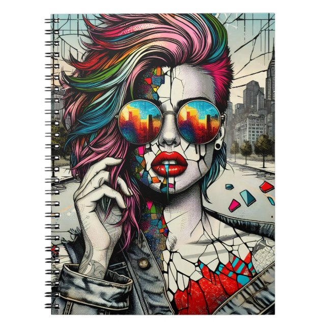 Carnet Grunge Art | Femme fracturée Abstraite (Devant)
