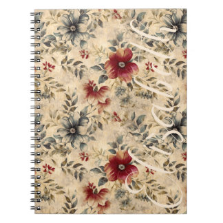 Carnet Grunge Florals Occidentaux Russe Crème Rouge Cowgi