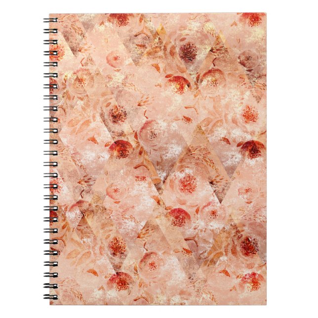 Carnet Grunge motif floral. Arrière - plan de corail. (Devant)