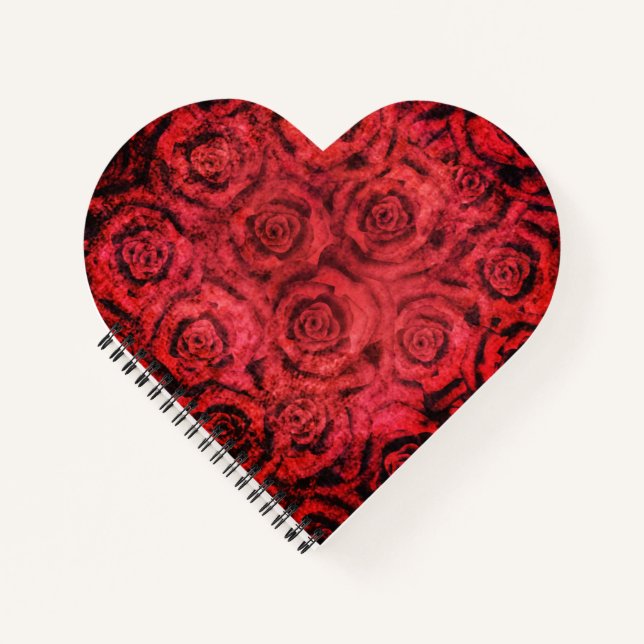 Carnet Grunge, roses rouges (Devant)