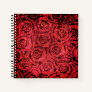 Carnet Grunge, roses rouges