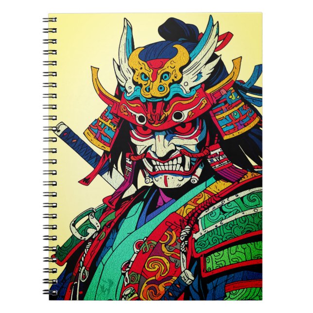 Carnet Guerrier Samouraï Féroce – Bushido Japonais Coloré (Devant)