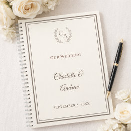 Carnet Guest Book ivory taupe monogrammed wedding