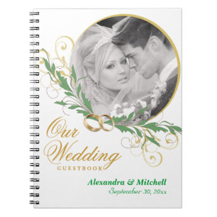 Carnet Guestbook blanc élégant de mariage avec la photo