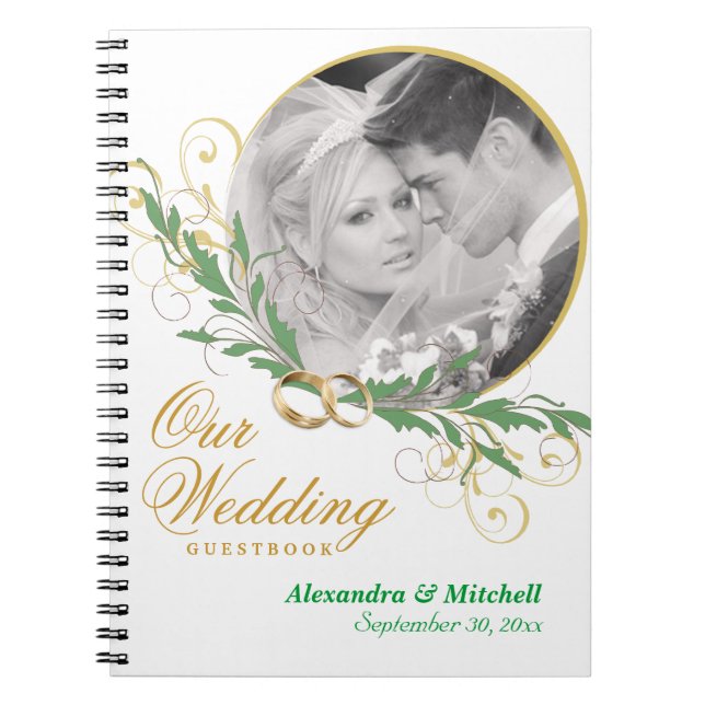 Carnet Guestbook blanc élégant de mariage avec la photo (Devant)