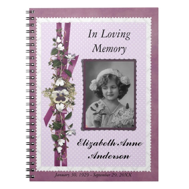 Carnet Guestbook de photo personnalisé par mémorial (Devant)