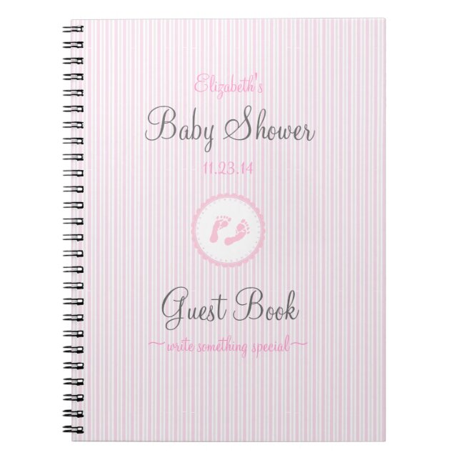 Carnet Guestbook d'Empreinte de pas-Douche de bébé (Devant)