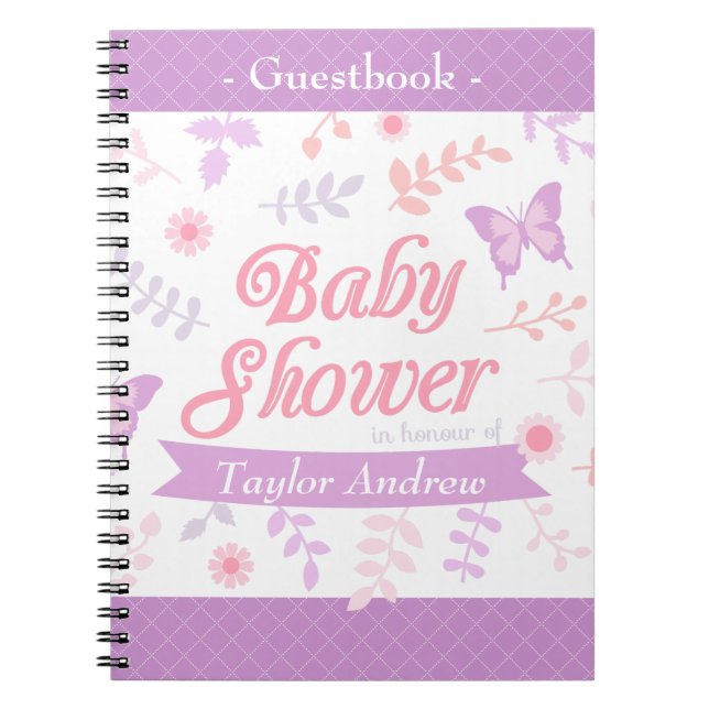 Carnet Guestbook floral élégant de baby shower de (Devant)