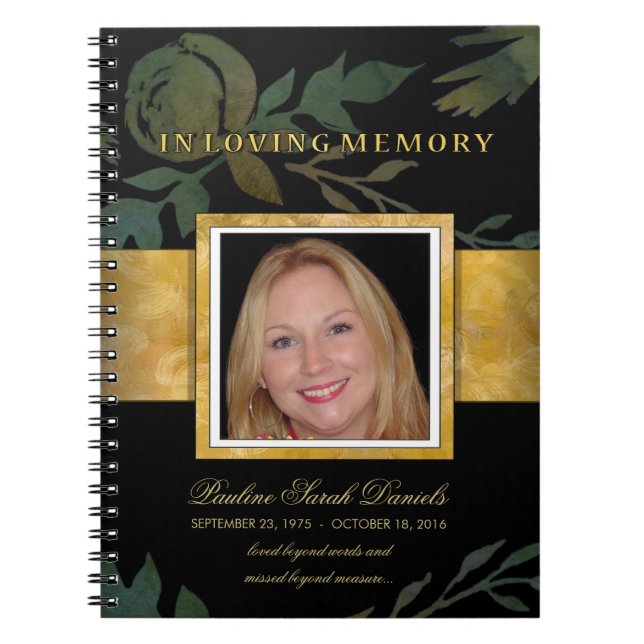Carnet Guestbook funèbre commémoratif de rose d'or (Devant)