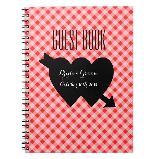 Carnet Guestbook rouge chic de mariage de motif de (Devant)
