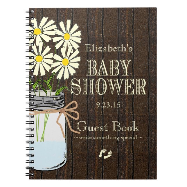 Carnet GuestBook rustique de baby shower de pays de (Devant)