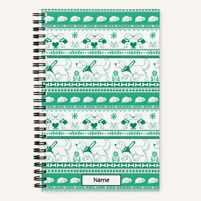 Carnet Guide Conte Chien Motif d'or - Vert - Petit (Recto)
