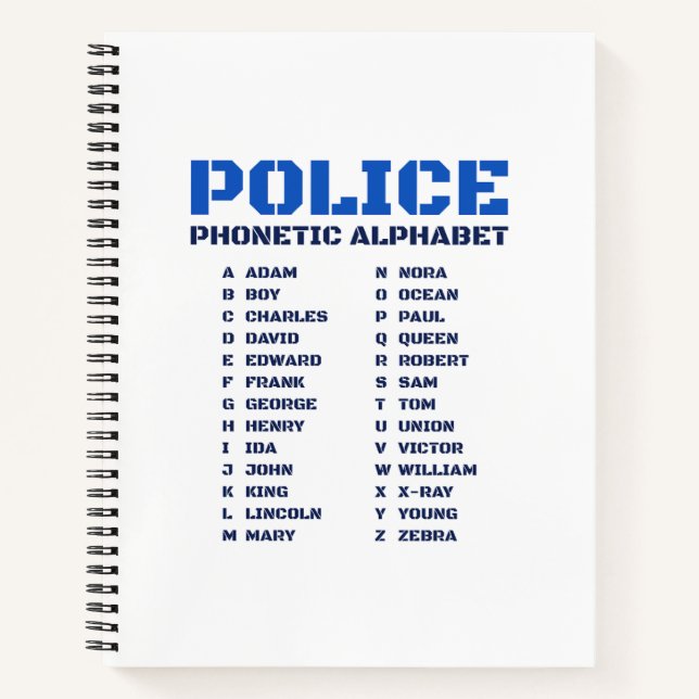 Carnet Guide de l'alphabet phonétique de la police (Devant)
