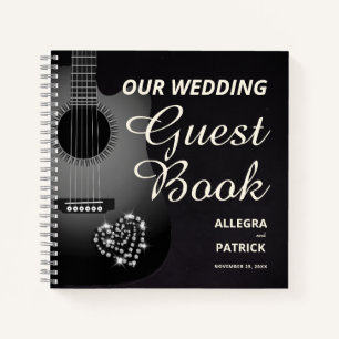 Carnet Guitare Diamond Heart Black Photo Mariage invité