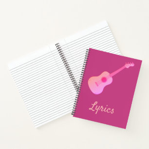 Carnet Guitare rose pour les paroles d'un bloc-notes