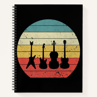Carnet Guitare Vintage Retro Sunset Guitare Musique Cadea