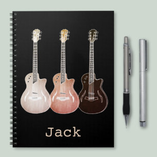 Carnet Guitares acoustiques classiques Art Vintage Nom Ja