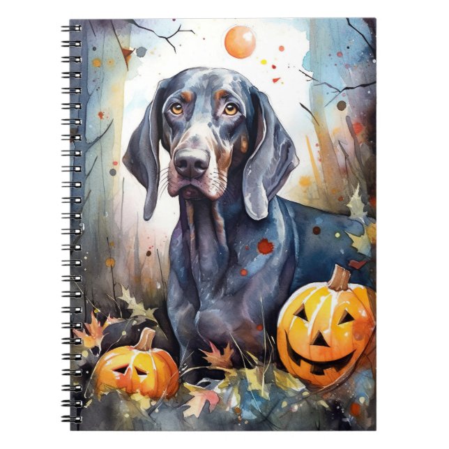 Carnet Halloween Bluetick Coonhound avec la peur Citrouil (Devant)