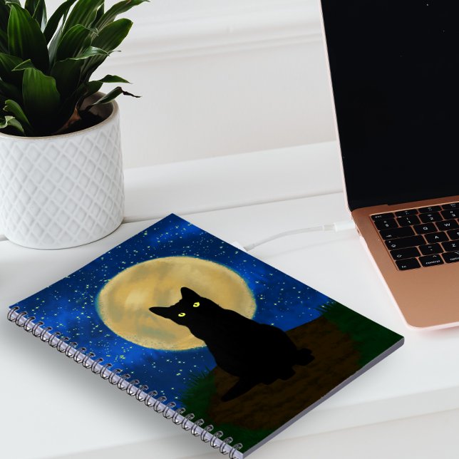 Carnet Halloween Chat noir Silhouette Lune (Créateur téléchargé)