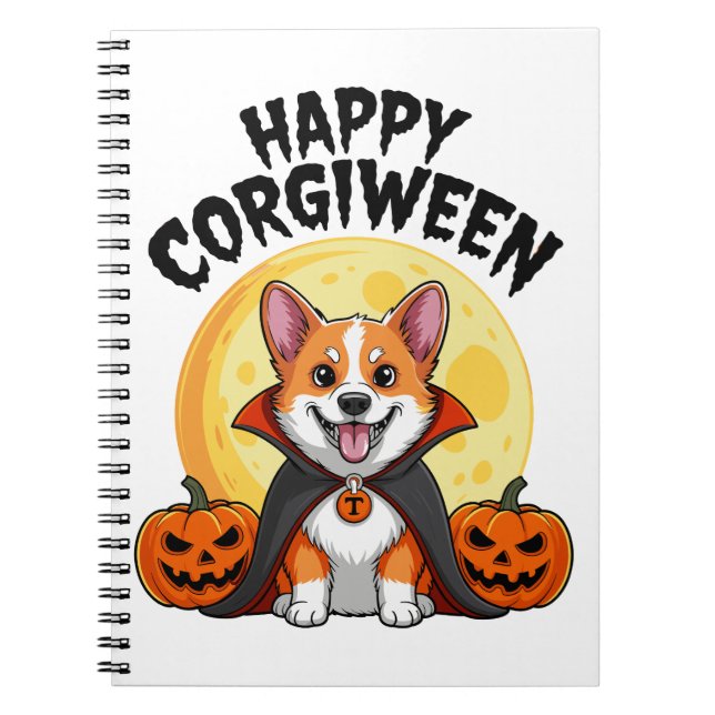 Carnet Halloween Corgiween, Chien de Corgi Éffrayant (Devant)