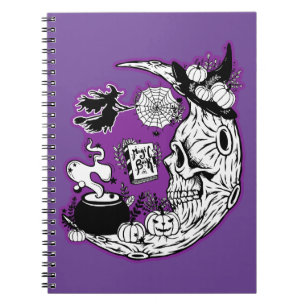 Carnet Halloween Croissant Lune crâne de sorcière