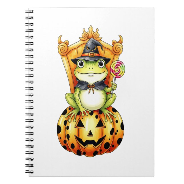 Carnet Halloween Cute Frog sur Citrouille (Devant)